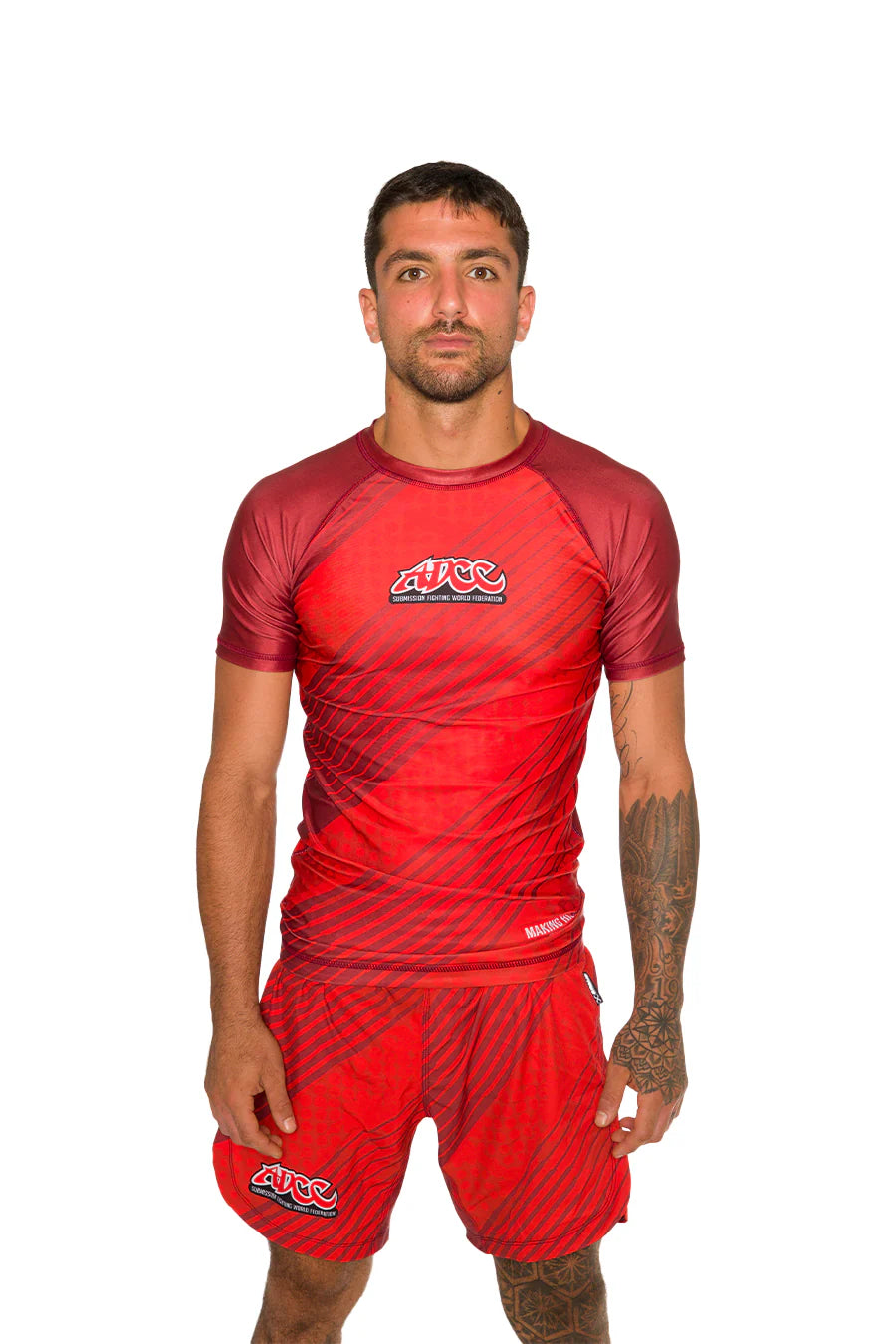 ADCC Red No Gi Rash Guard Short Sleeve