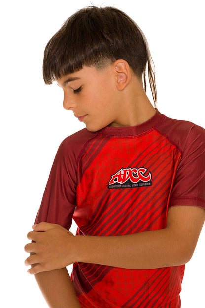 ADCC Red Kids No Gi Rash Guard Short Sleeve