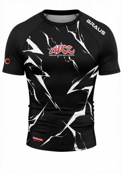 ADCC Lightning Rash Guard Short Sleeve - Black (Adult)